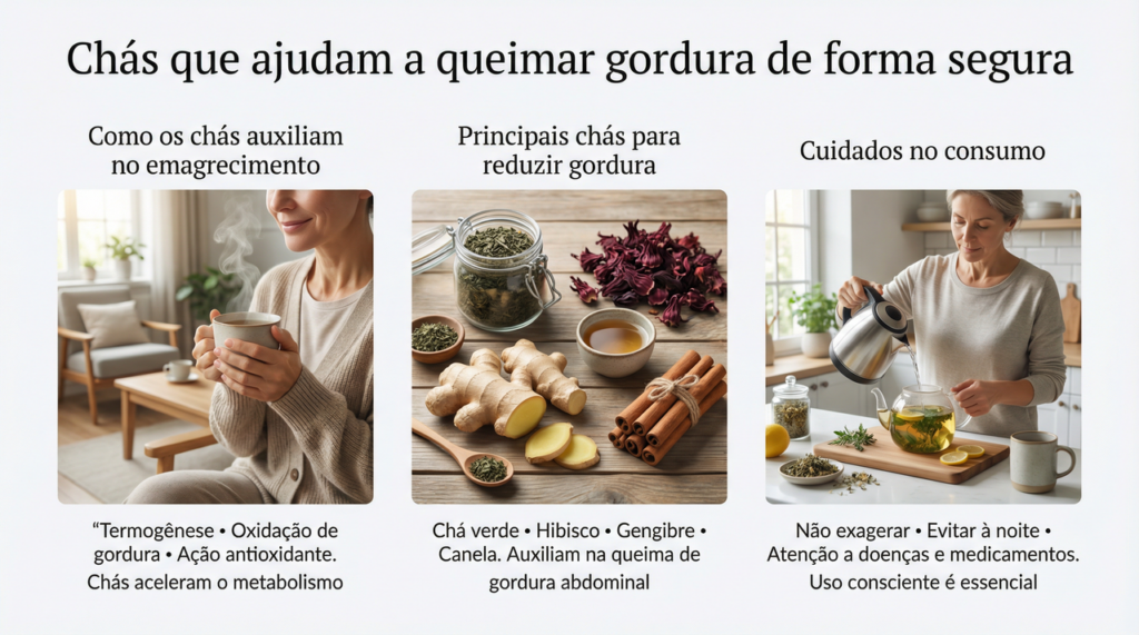 Chás naturais ajudam a acelerar a queima de gordura abdominal