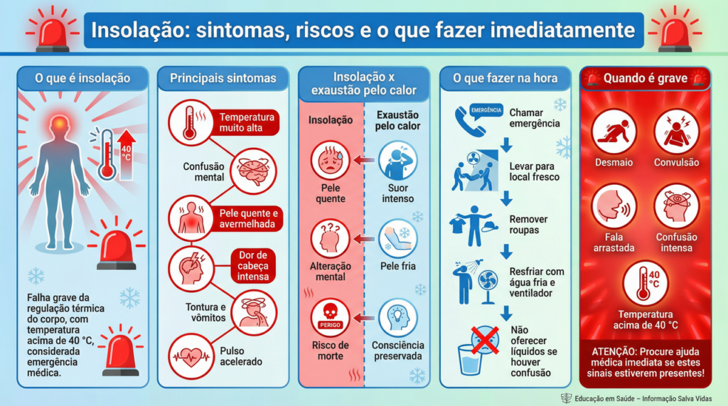 Pele quente e fala arrastada no calor são alertas de que você tem minutos para agir