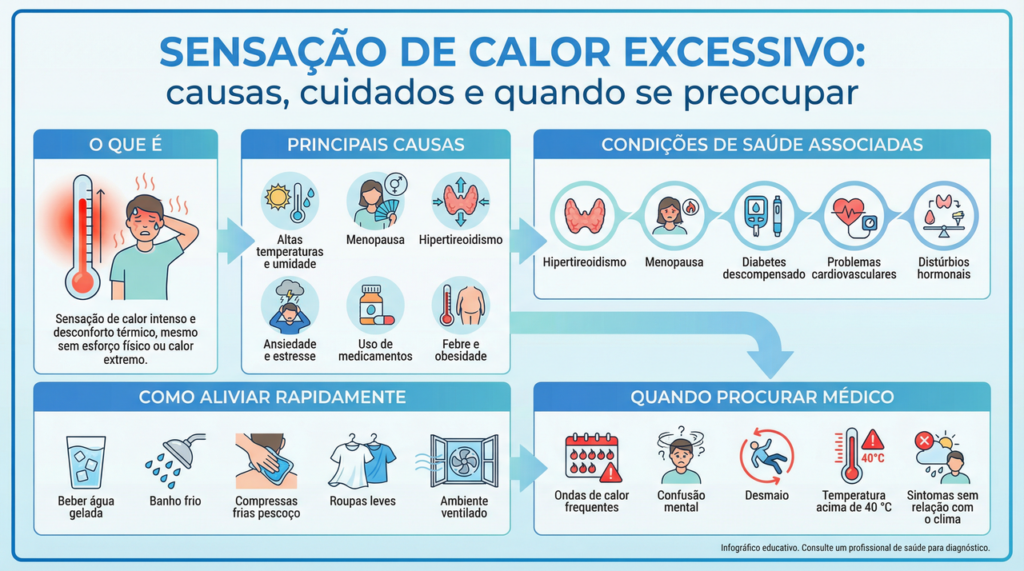 Calor sem parar mesmo no ar condicionado pode ser sinal dessas 6 condições de saúde