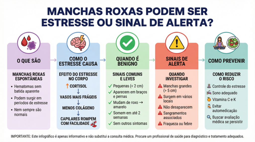 Estresse intenso pode causar manchas roxas e o corpo dá sinais importantes