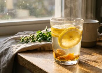 Água morna com limão e cúrcuma: bebida matinal que estimula as enzimas hepáticas e oferece ação anti-inflamatória natural para apoiar a desintoxicação do fígado e dos rins