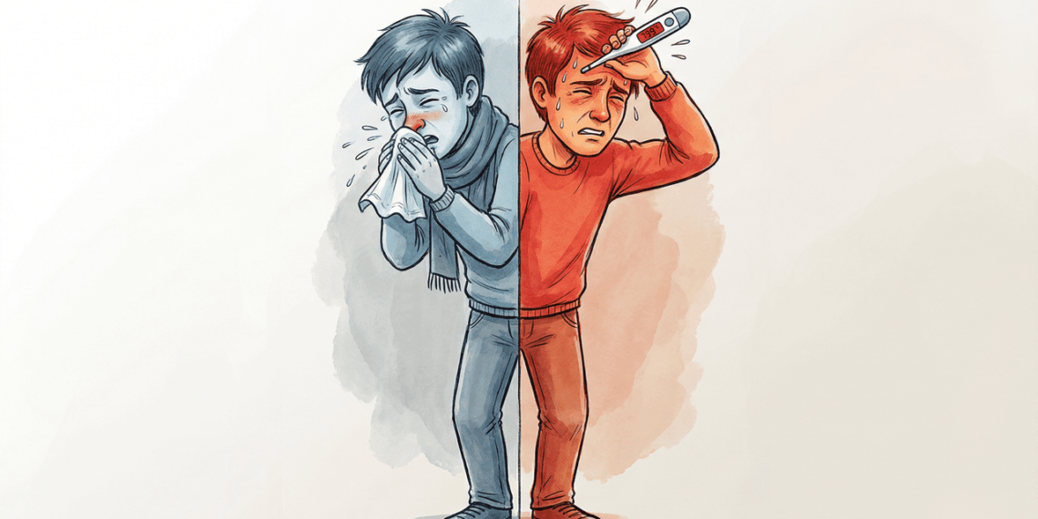 Quais são as principais diferenças entre um resfriado e uma gripe?