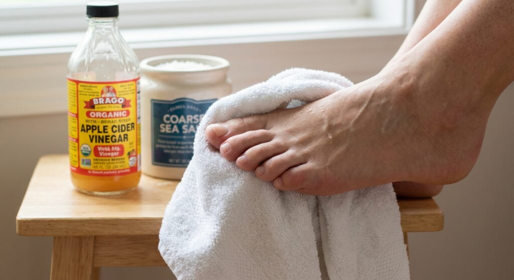 Secar bem os pés entre os dedos após o banho é essencial para evitar fungos e manter a pele protegida.