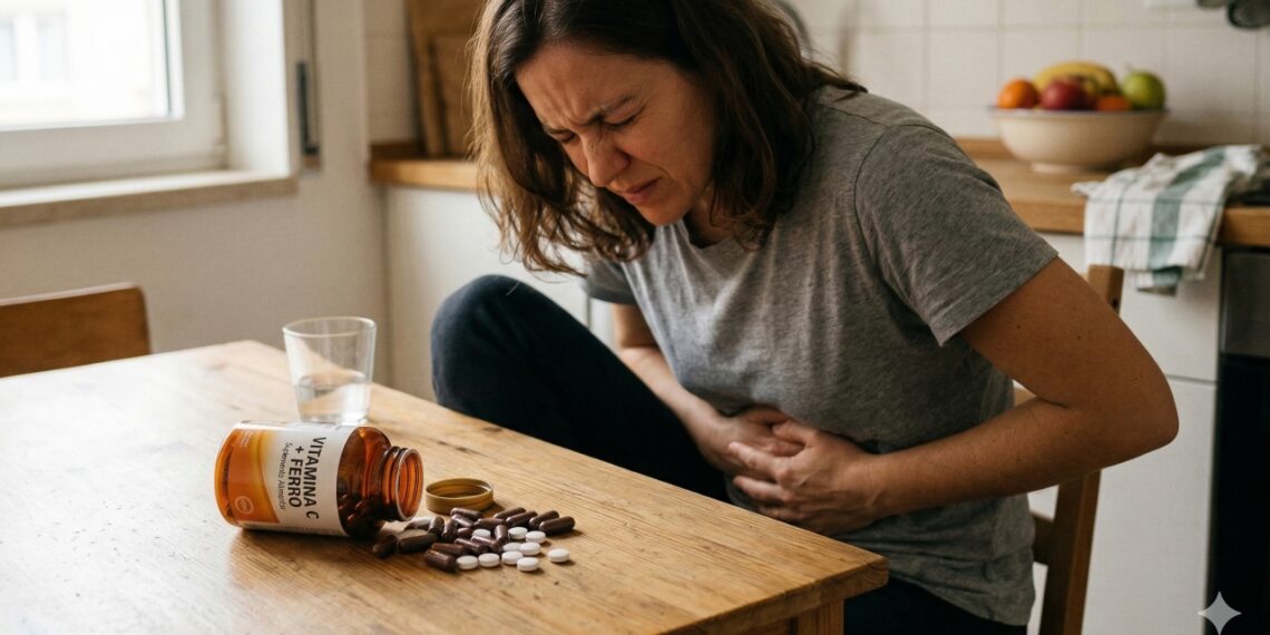 Combinar vitamina C em altas doses com ferro pode irritar a mucosa do estômago e provocar dor intensa, azia e náuseas