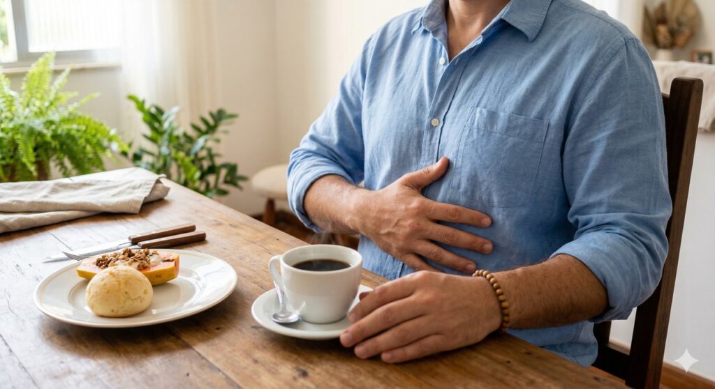Fadiga depois da refeição com atenção para sinais silenciosos de gordura no fígado