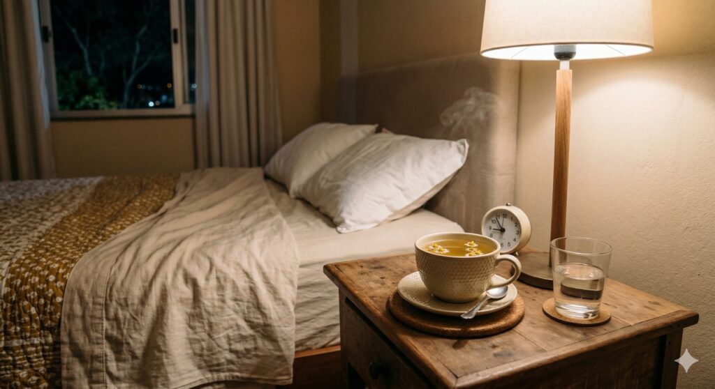 Uma bebida leve e sem cafeína à noite ajuda a hidratar sem estimular idas ao banheiro.