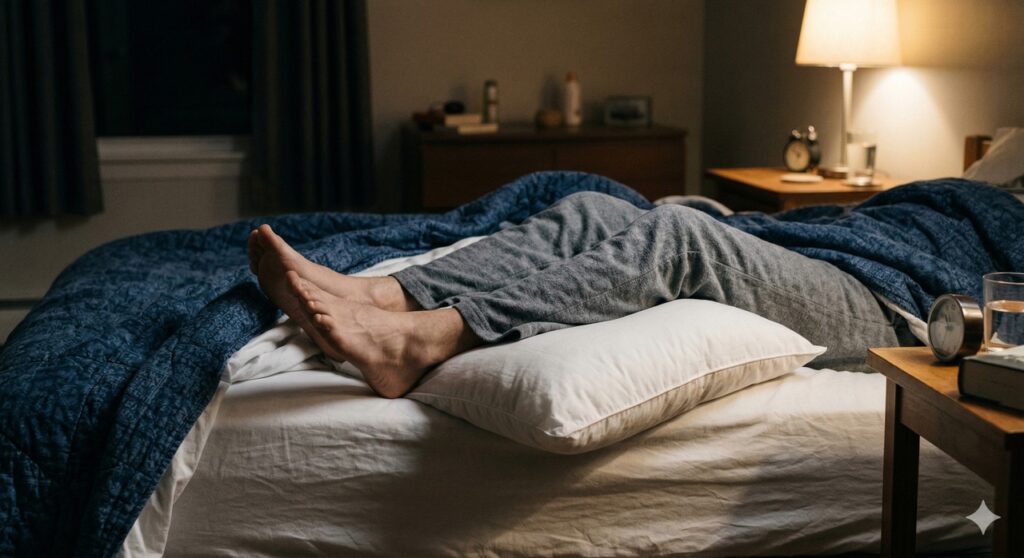 Cena mostra a posição de dormir que pode ajudar a acordar menos inchado