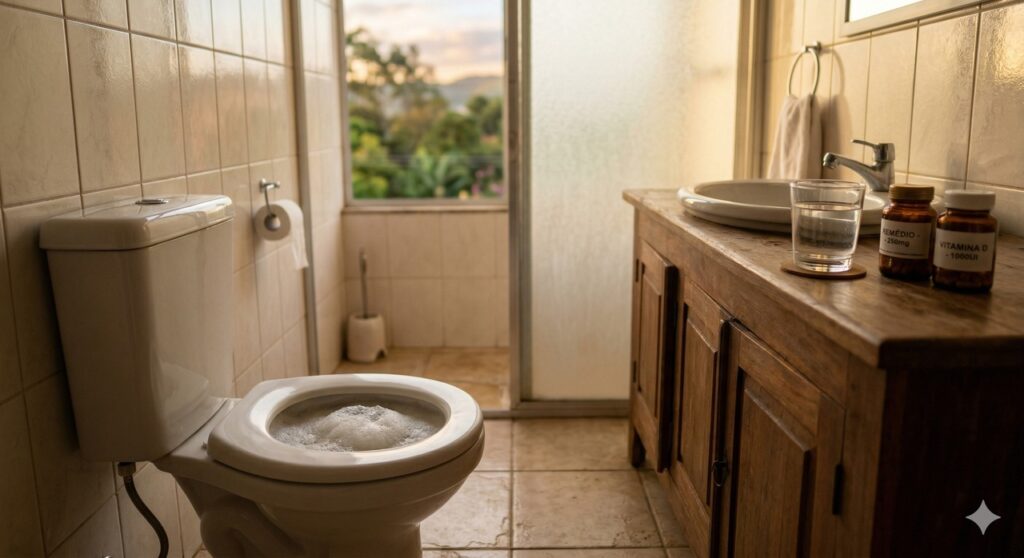 Espuma persistente na urina pode ser um sinal precoce de perda de proteína pelos rins.