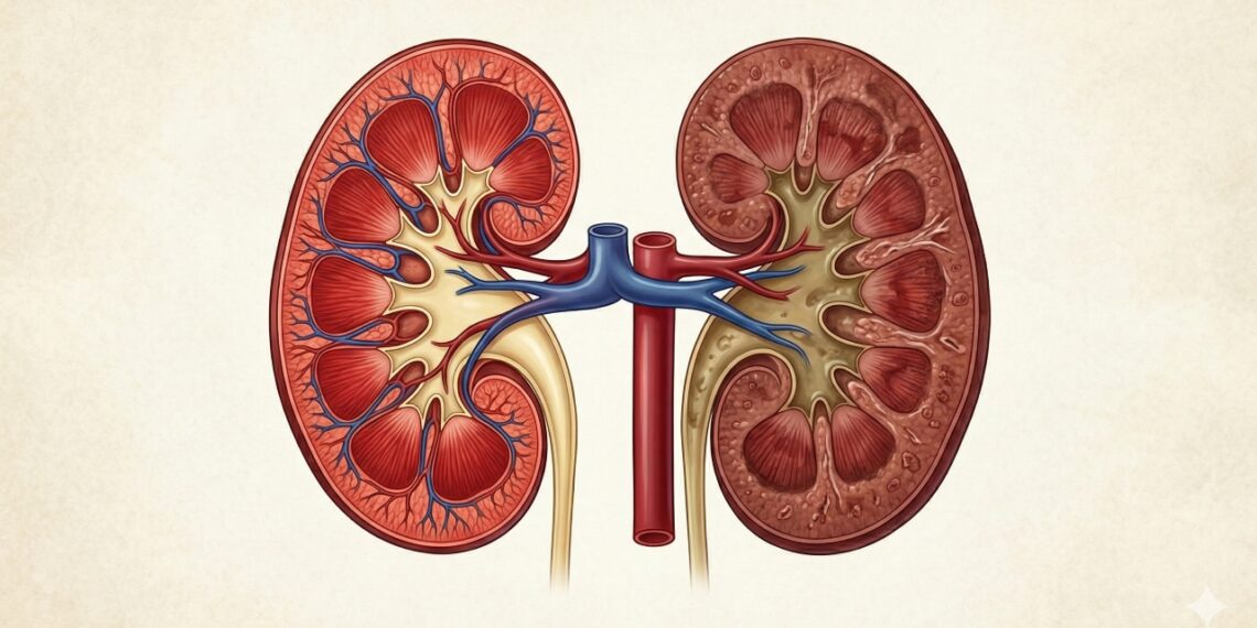 Doença renal pode evoluir de forma silenciosa, comprometendo a função dos rins antes que sintomas evidentes apareçam.