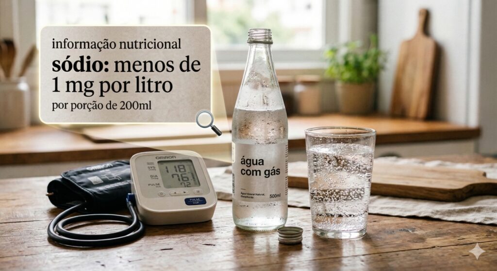 A maioria das águas com gás vendidas no Brasil possui níveis muito baixos de sódio, informação que pode ser conferida no rótulo