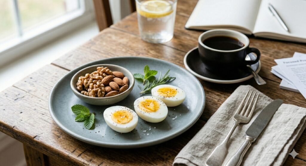 Oleaginosas, ovos e café fornecem nutrientes essenciais que estimulam o foco e protegem a saúde cerebral.