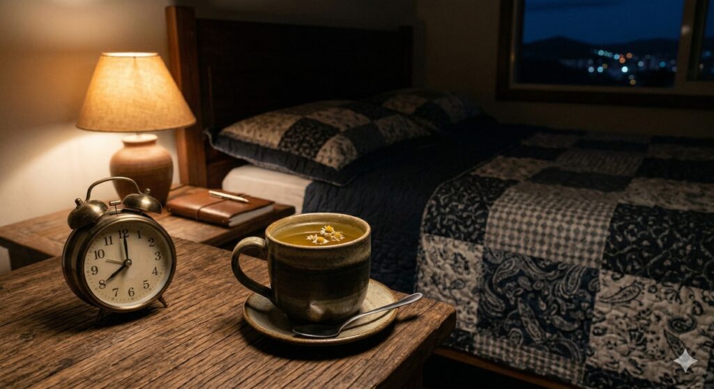 Chá sem cafeína e cabeceira elevada para reduzir o desconforto ao deitar