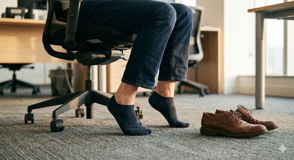 Movimento simples dos tornozelos na cadeira sugere alívio do inchaço e da retenção de líquidos