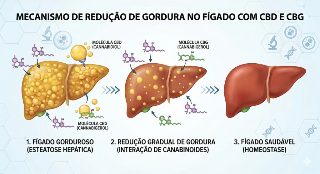 CBD e CBG mostraram redução de gordura no fígado em estudo experimental.