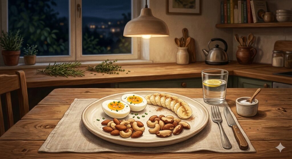 Alimentos ricos em triptofano podem ajudar na produção de serotonina e melatonina, hormônios ligados ao sono e ao controle do apetite.