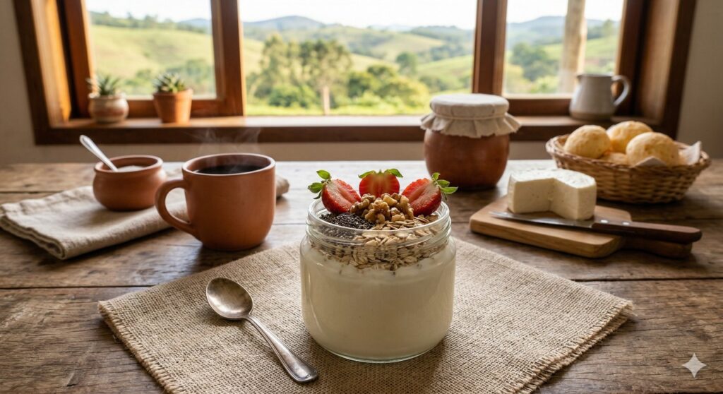 Combinação de iogurte, aveia, chia e nozes em um lanche associado ao melhor controle da glicemia.