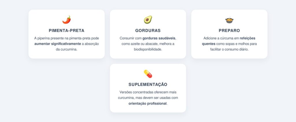 Como consumir a cúrcuma para melhorar a absorção?