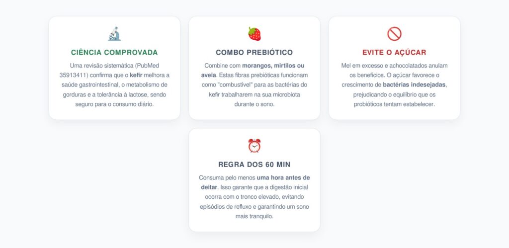 Kefir e Iogurte à Noite: Probióticos e Saúde Intestinal