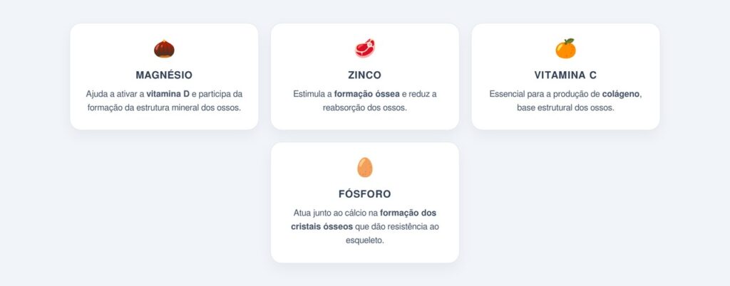 Outros minerais e vitaminas essenciais para ossos fortes
