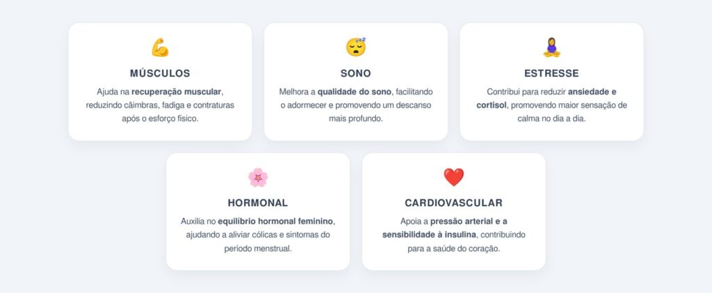 Principais benefícios do bisglicinato de magnésio para o dia a dia