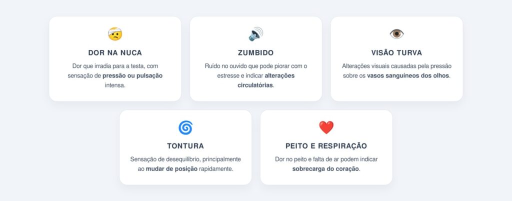 Sinais que podem aparecer quando a pressão está muito elevada