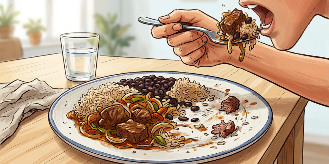 Mastigar rápido durante as refeições pode aumentar o inchaço abdominal