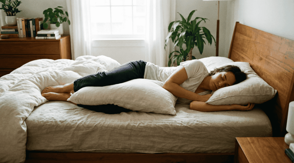 Dormir de lado ou de barriga para cima: qual posição protege mais a coluna durante a noite?