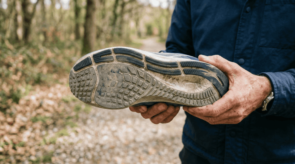 A sua articulação do quadril está saudável? Você pode descobrir observando as solas dos seus sapatos