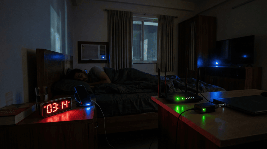 O LED do roteador no quarto pode cortar a parte mais profunda do seu sono