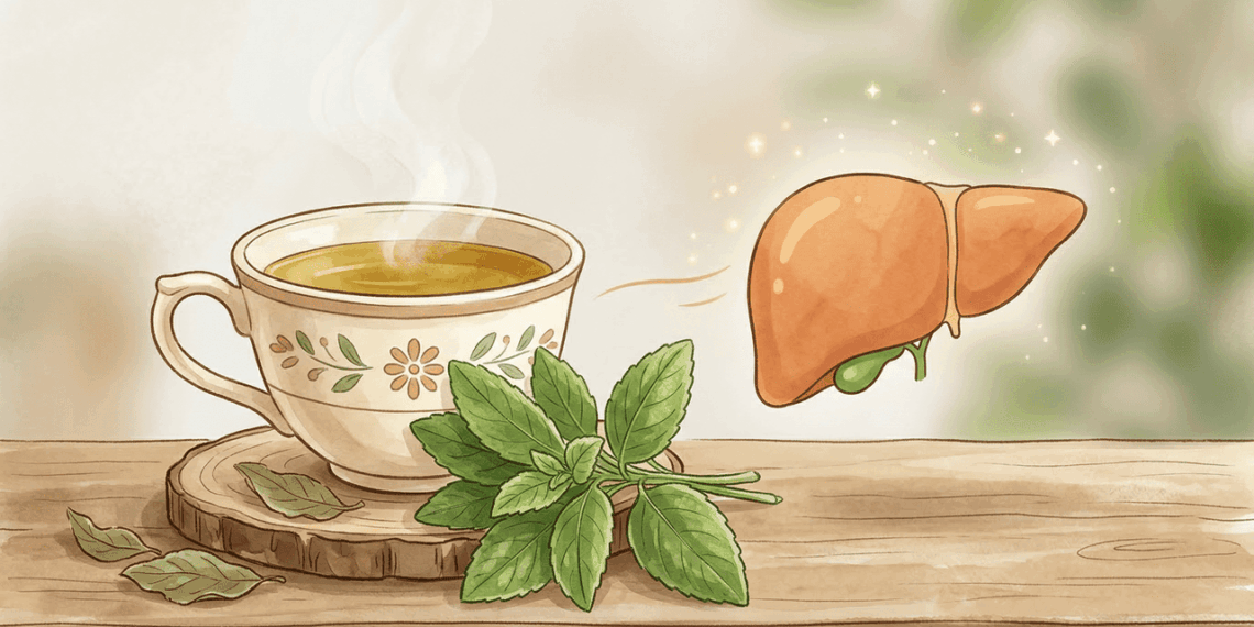 O chá de boldo auxilia na saúde do fígado e melhora a absorção de nutrientes