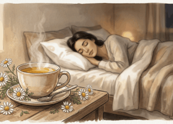 O chá de camomila auxilia na qualidade do sono e equilibra o açúcar no sangue