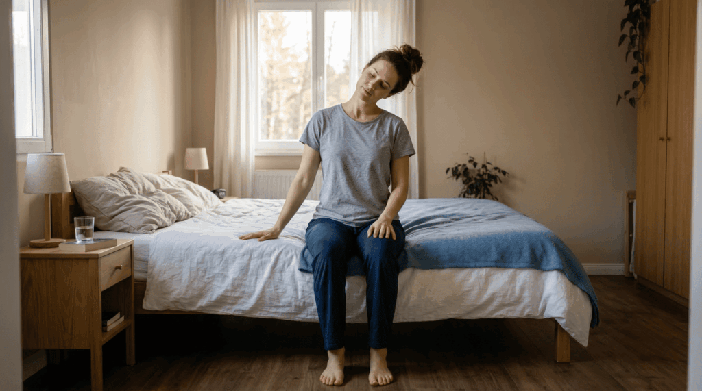 Dormiu de bruços? O alongamento de 3 minutos para destravar a cervical e evitar dores de cabeça no trabalho