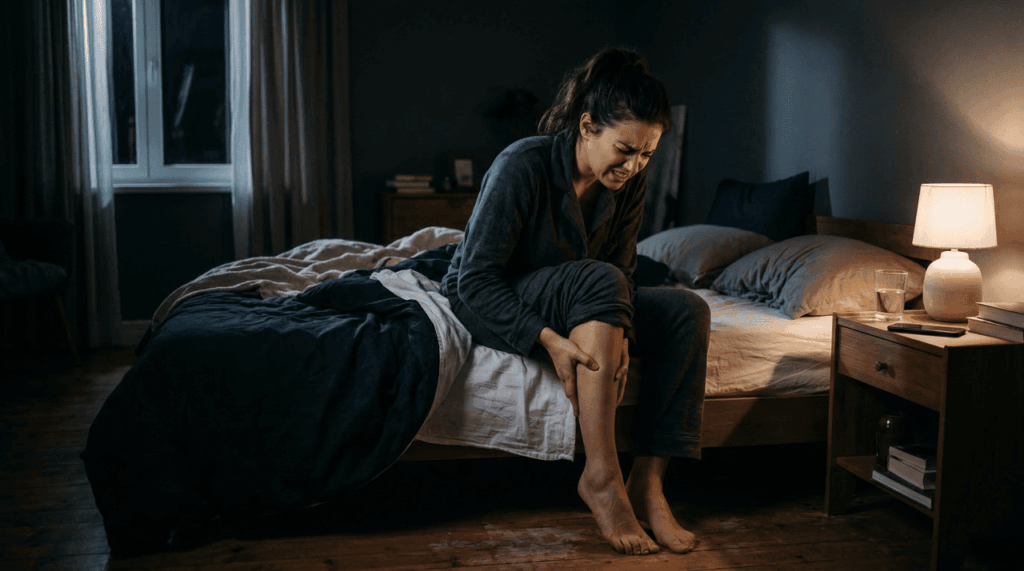 A sua cãibra é vascular ou muscular? Um teste simples para entender a dor que interrompe o seu sono