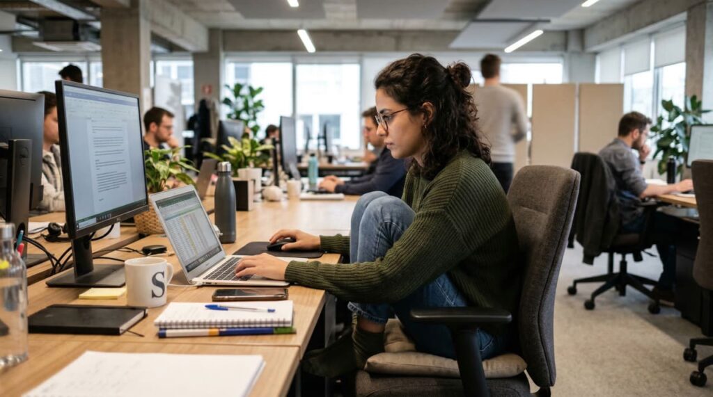 Muito tempo sentado no trabalho? Como essa postura agrava as cãibras noturnas que você terá mais tarde