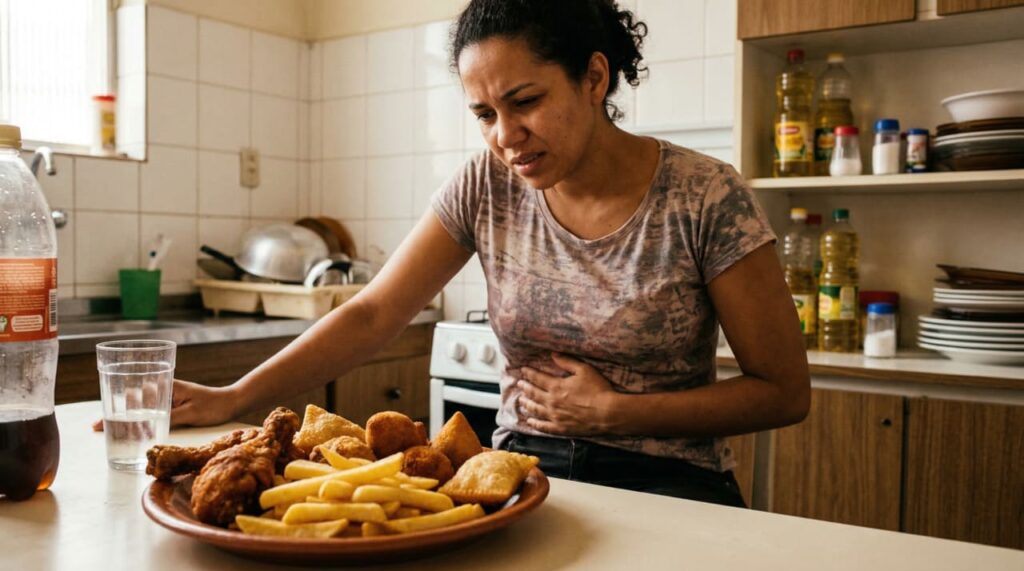Barriga estufada no fim do expediente? saiba se o problema é apenas má digestão ou fígado sobrecarregado (esteatose)