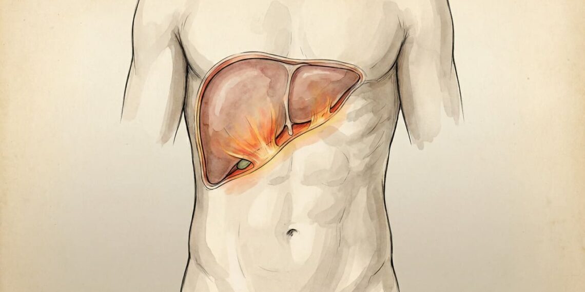 Onde dói quando o fígado está sobrecarregado?