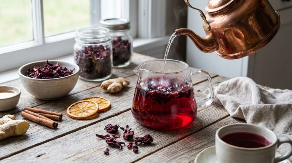 Como beber chá de hibisco que faz bem à pressão arterial