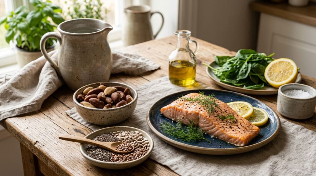 Que outros minerais ou nutrientes, além do magnésio, são benéficos para reverter a esteatose hepática?