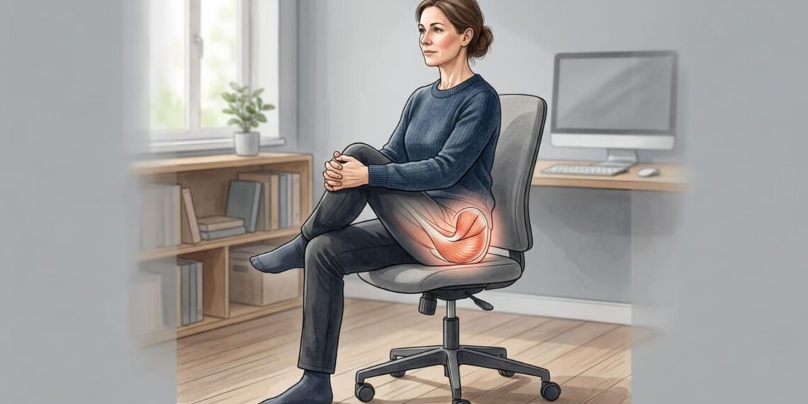 Sentado o dia todo? O alongamento de 2 minutos na cadeira que ajuda a evitar a dor da Síndrome do Piriforme