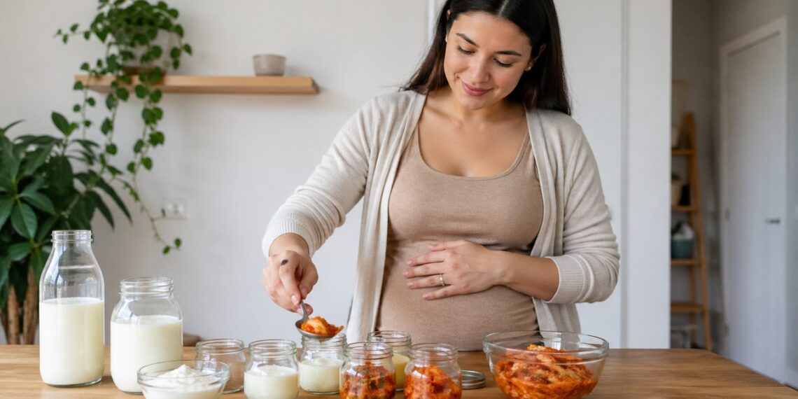 Fermentados como kefir, iogurte e kimchi em uma rotina de cuidado intestinal.