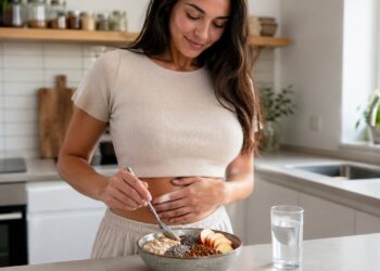 Alimentos ricos em fibras sendo preparados para apoiar o intestino durante o uso de GLP-1.