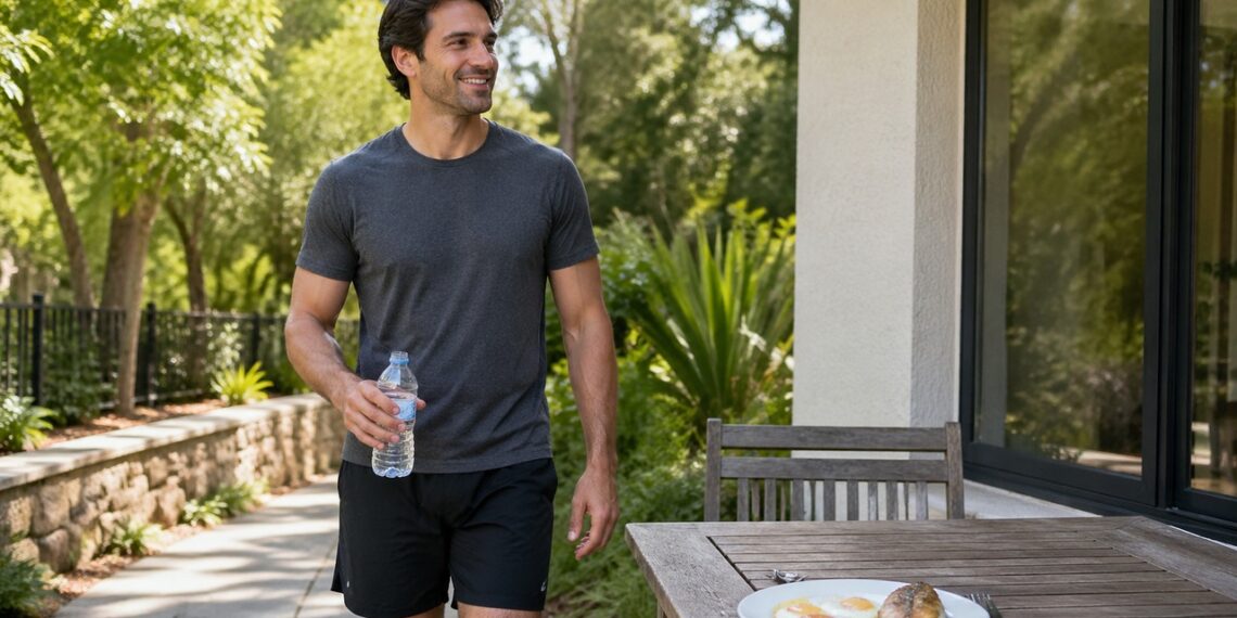 Rotina com atividade física e alimentos associados à taurina para apoiar energia e envelhecimento saudável.