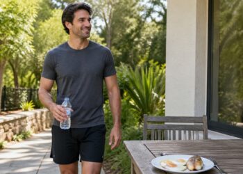 Rotina com atividade física e alimentos associados à taurina para apoiar energia e envelhecimento saudável.