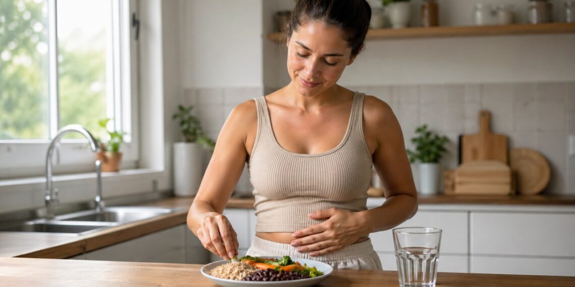 Alimentos ricos em fibras sendo preparados para apoiar microbiota intestinal e saúde renal.