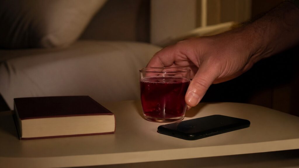 Reduzir telas e manter uma bebida noturna leve pode ajudar o corpo a entrar melhor no ritmo do descanso.