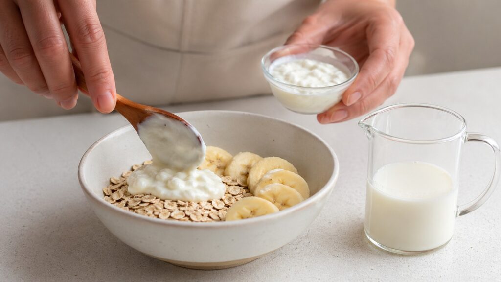 Começar com pequenas porções ajuda a observar a tolerância do intestino ao consumo diário de kefir.