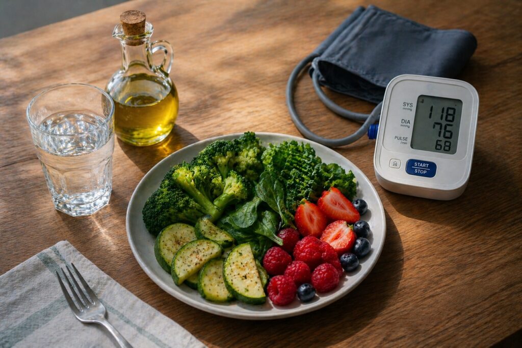 Alimentação equilibrada e controle da pressão fazem parte da proteção cerebral diária.