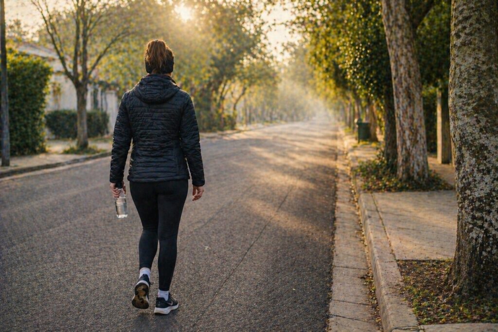 Caminhar em ambiente fresco pode combinar movimento, segurança e estímulo metabólico.