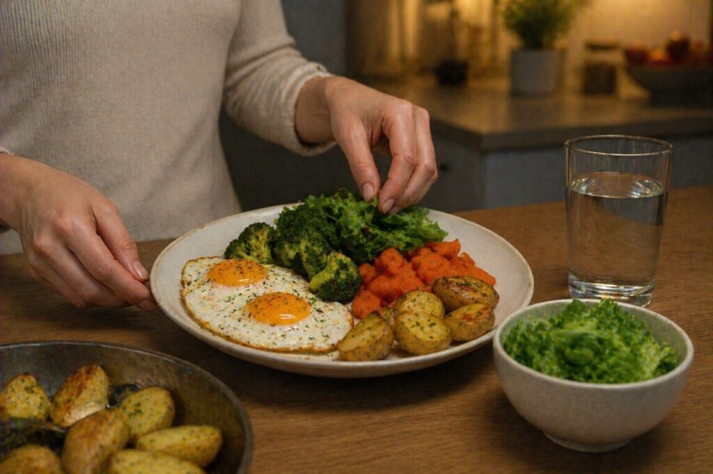 Um jantar com proteína, fibras e carboidrato adequado pode ajudar a evitar oscilações durante a noite.