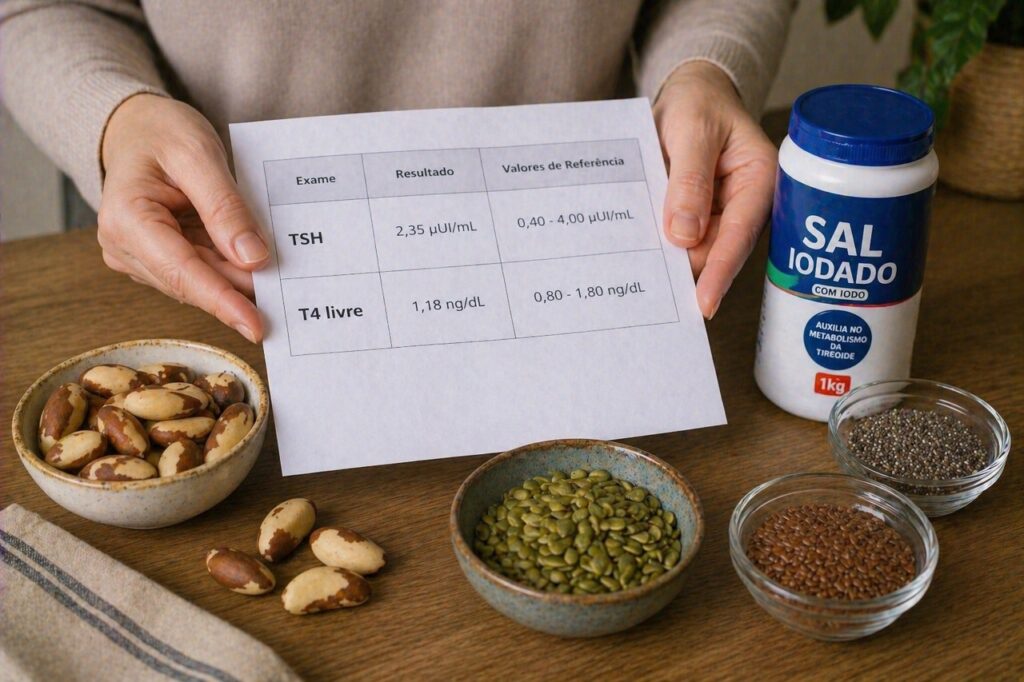 Exames e alimentação equilibrada ajudam a avaliar a saúde da tireoide com segurança.